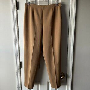 Talbots Womens Stretch Trousers Size 12 Side Zip Golden Khaki Mustard Career